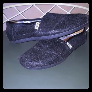 TOM'S Black Glittery Toms shoes, size 9w